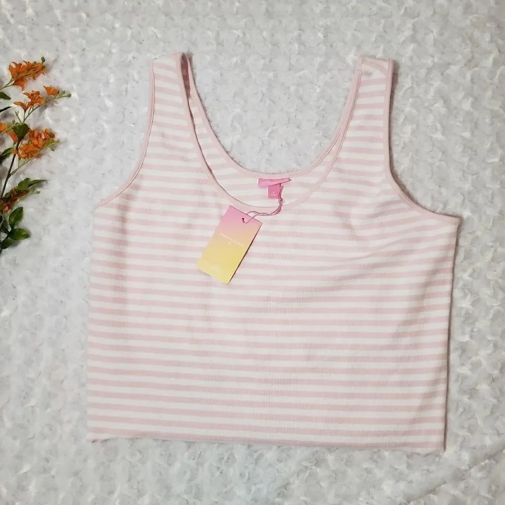 Stoney Clover Lane x Target size 1x light pink and white cropped tank top